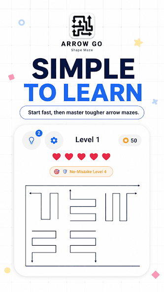 Arrow Go gameplay — simple to learn arrow maze puzzle on Level 1